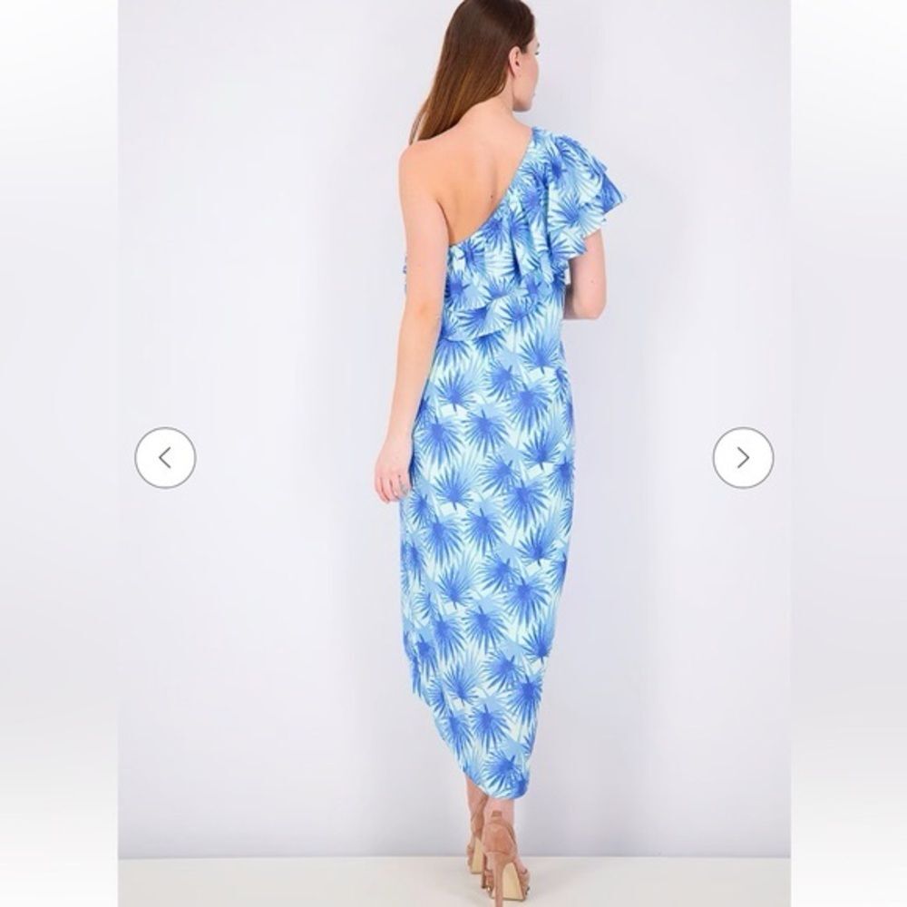 Vineyard Vines Electric Palm One Shoulder High-Low Maxi Dress 6 - Picture 4 of 9